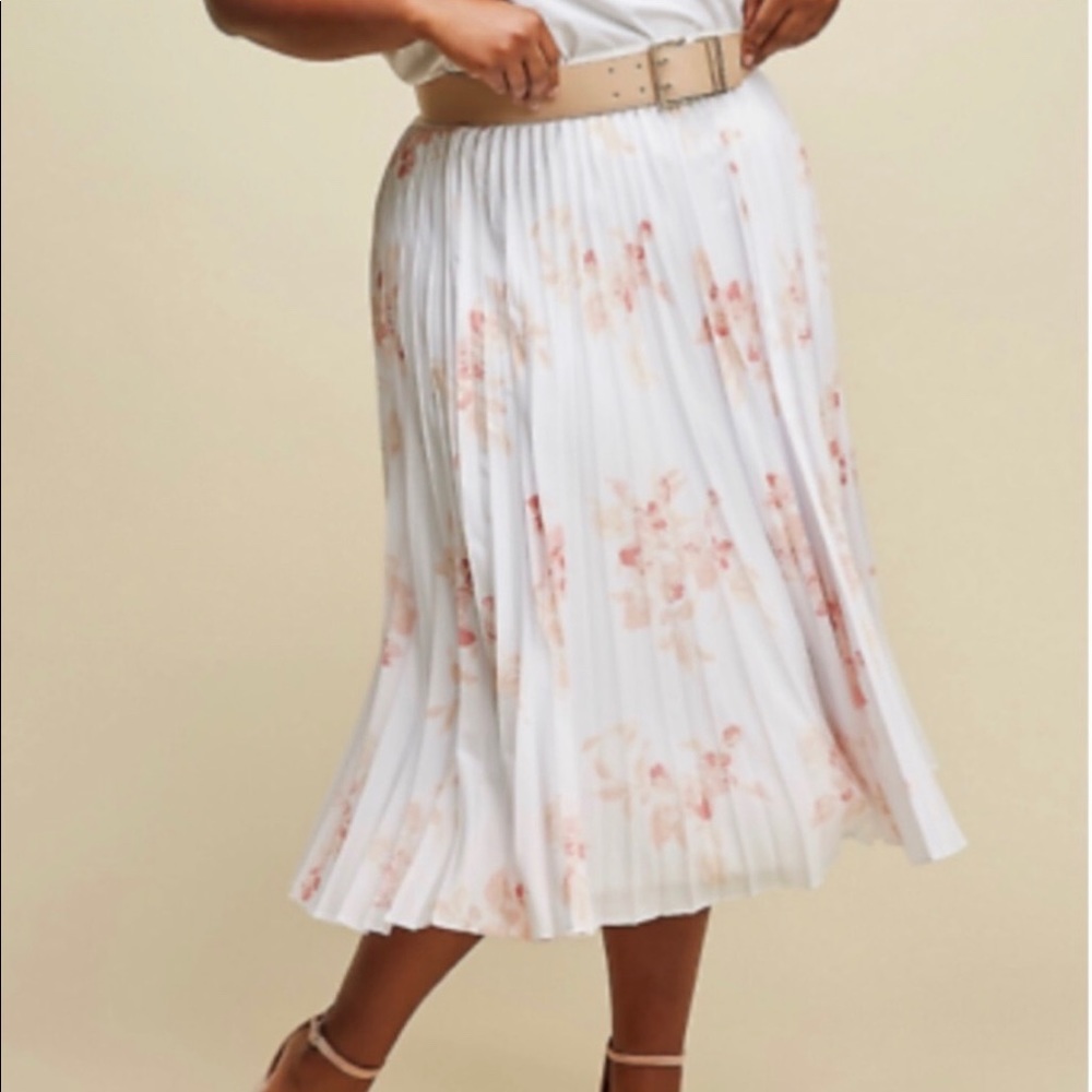 Lane Bryant Floral Pleated Midi Skirt